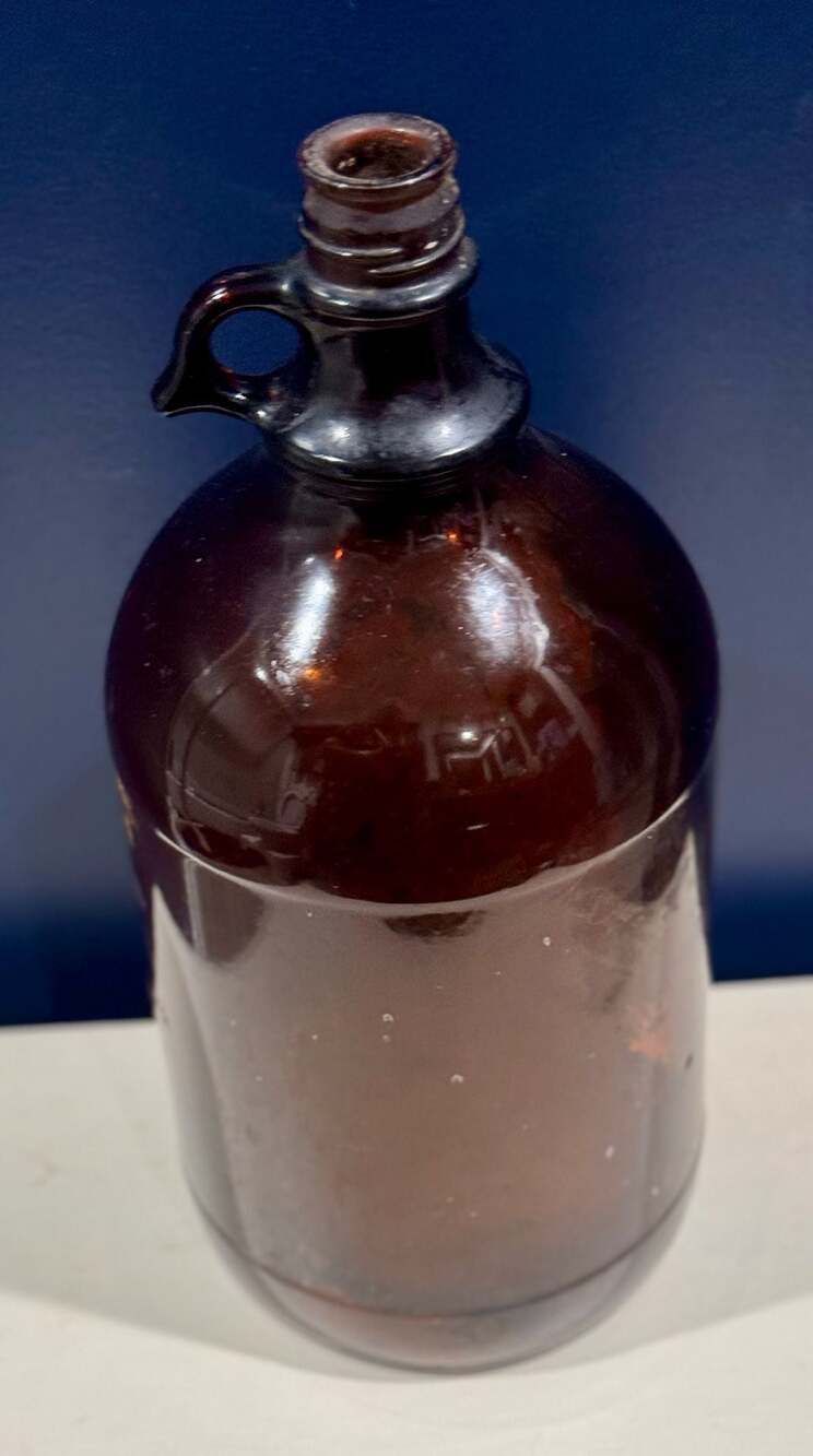 Glorious Vintage Amber Glass Jug with Handle 1 Gallon Storage Bottle